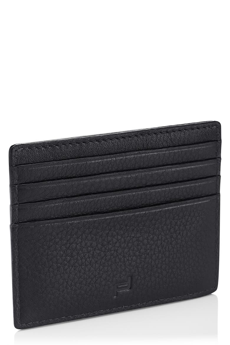 Roadster Leather RFID Business Card Holder, Main, color, BLACK