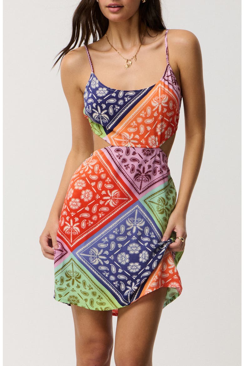 Bossa Nova Cutout Minidress, Main, color, BLUE MULTI
