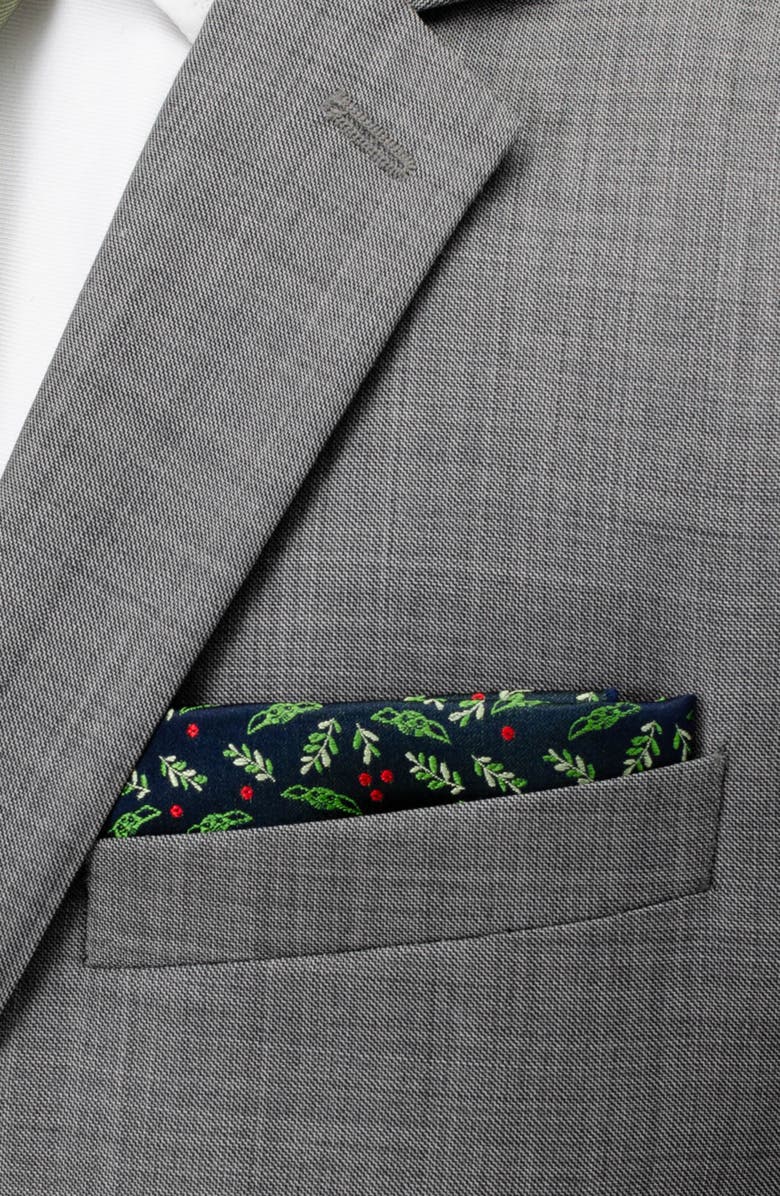 Cufflinks, Inc. Grogu Holiday Navy Silk Pocket Square, Alternate, color, Black