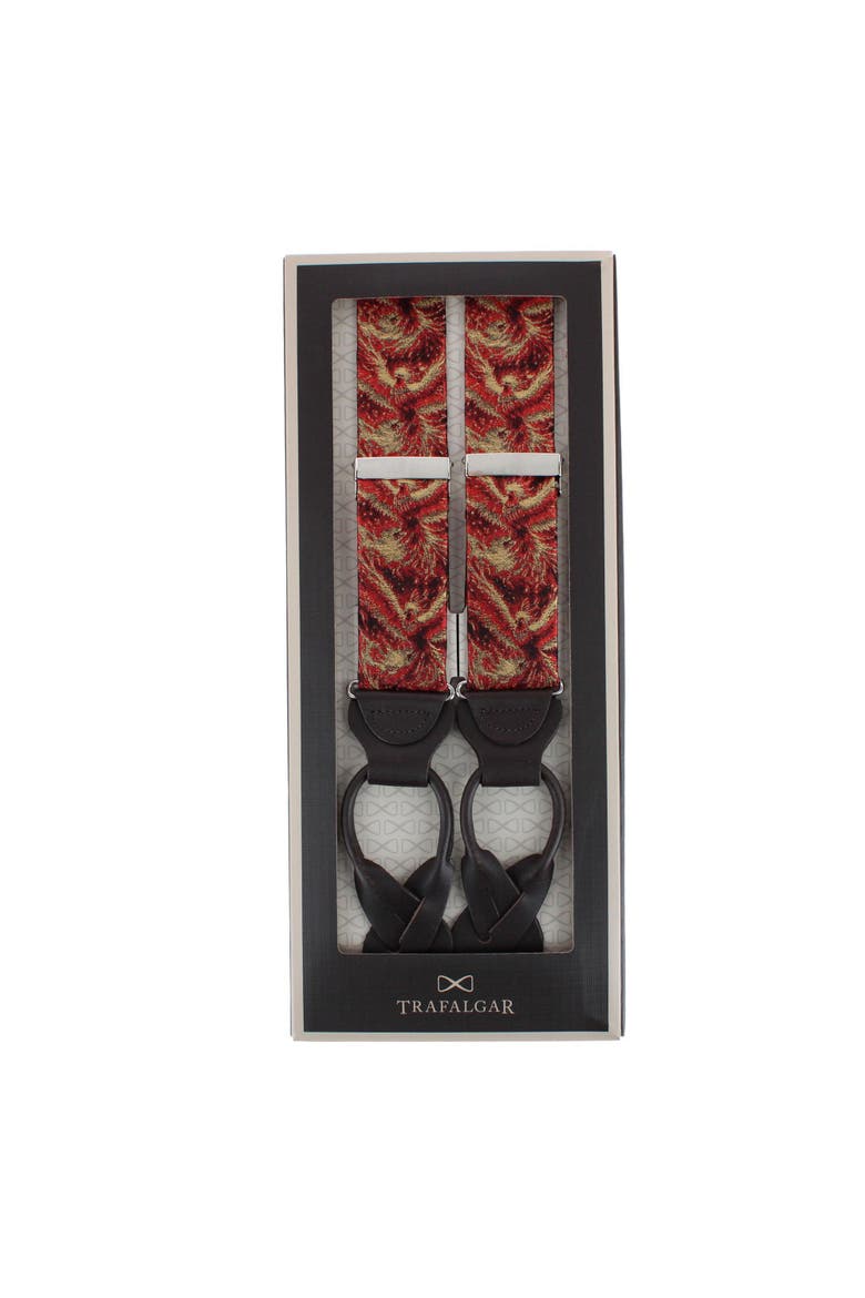 Phoenix Soaring Silk Button End Suspenders, Alternate, color, Orange
