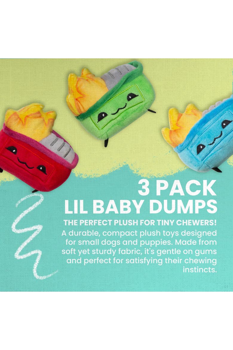 3 Pack Plush Dog Toys, Alternate, color, Multicolored