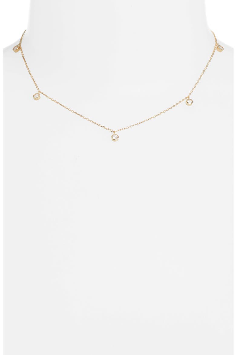 Shea Cubic Zirconia Charm Necklace, Alternate, color, GOLD