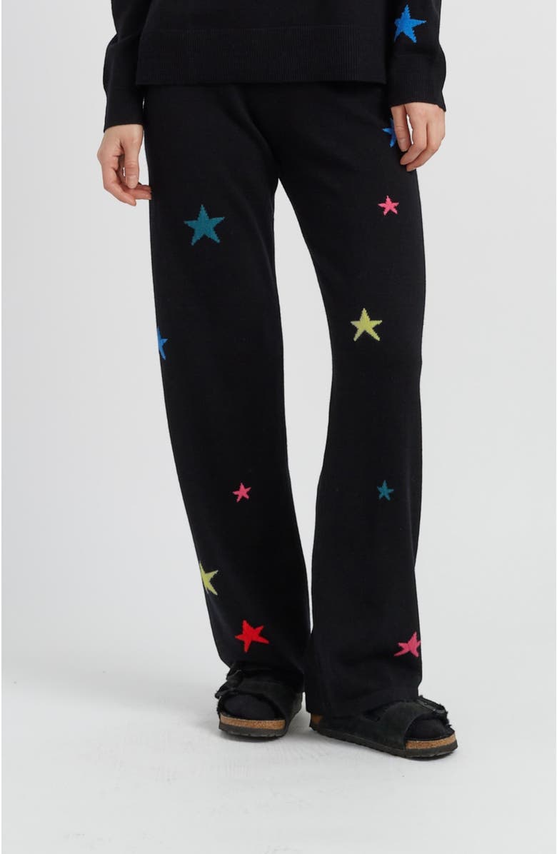 Chinti & Parker Wool Cashmere Star Wide-Leg Track Pants, Main, color, Black/Multi