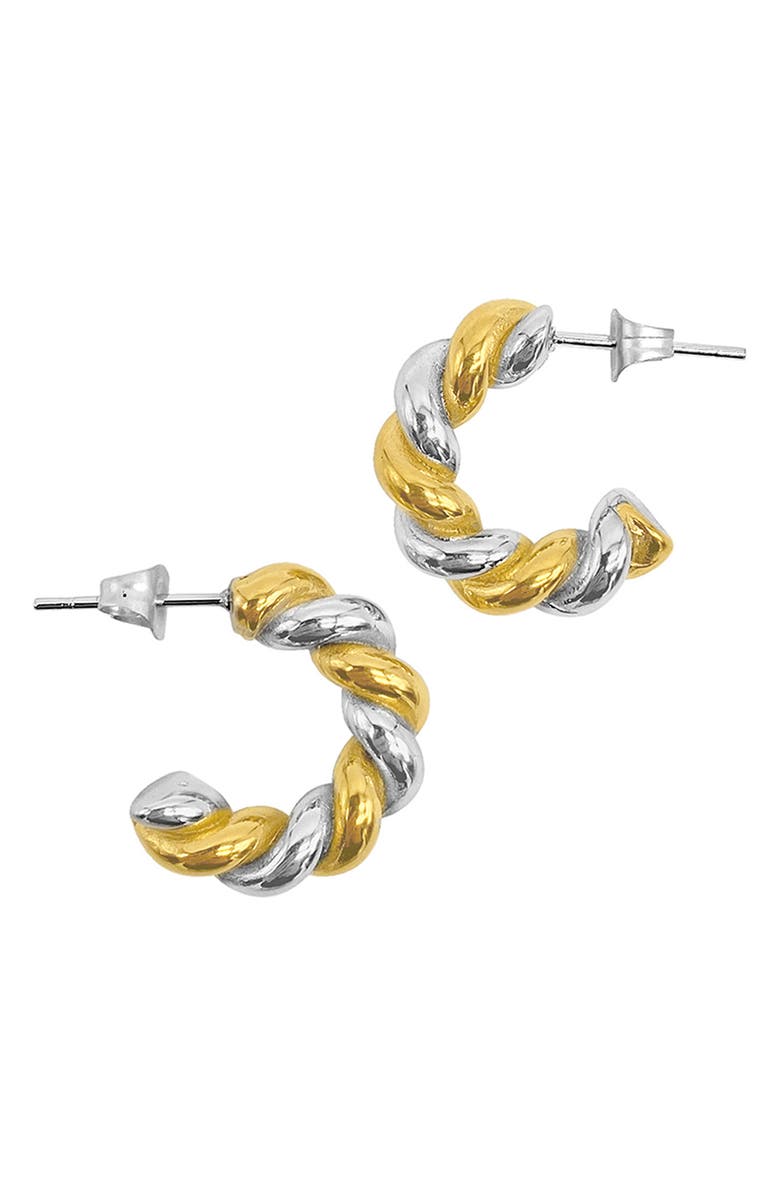 Adornia Water Resistant Two-Tone Twisted Hoop Earrings, Alternate, color, 