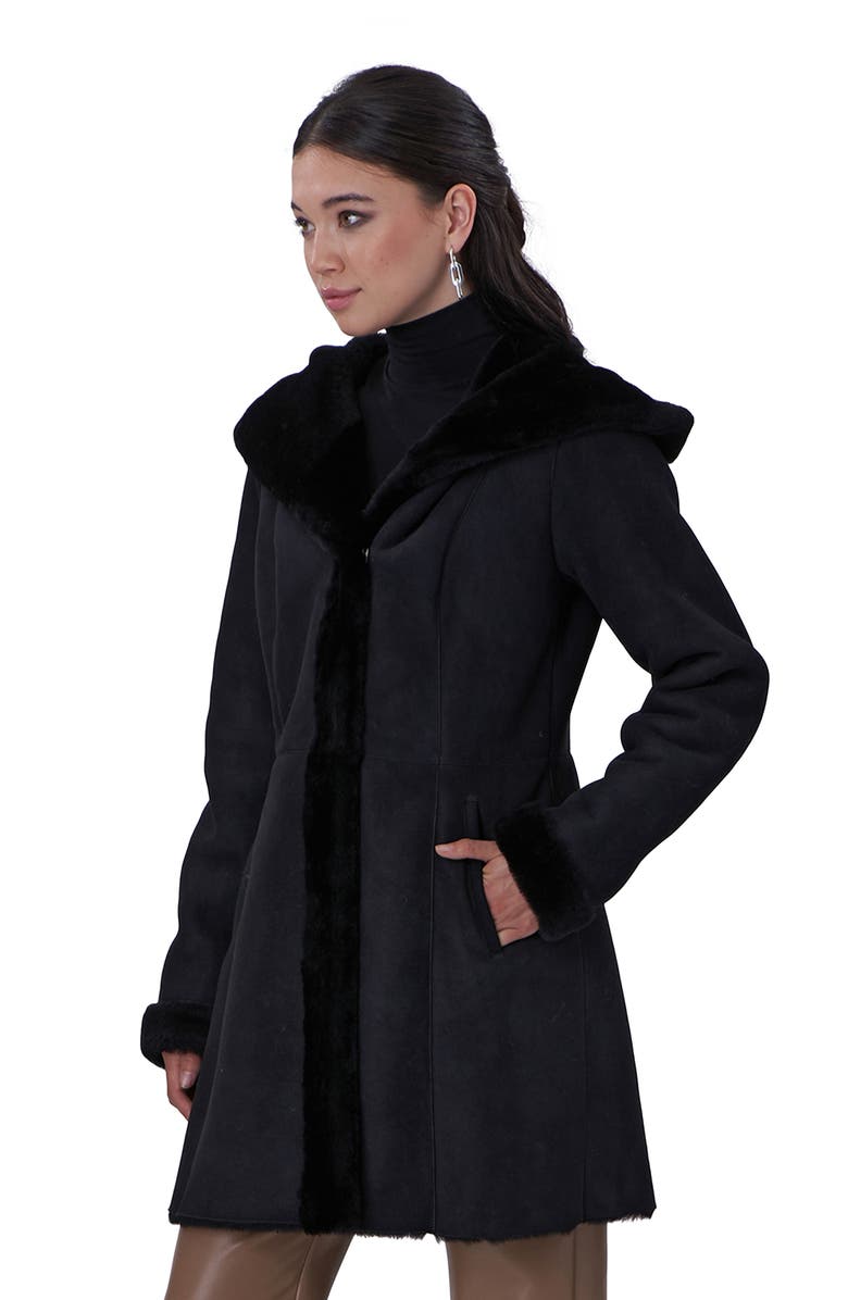 GORSKI Shearling Lamb Hooded Stroller, Alternate, color, Black