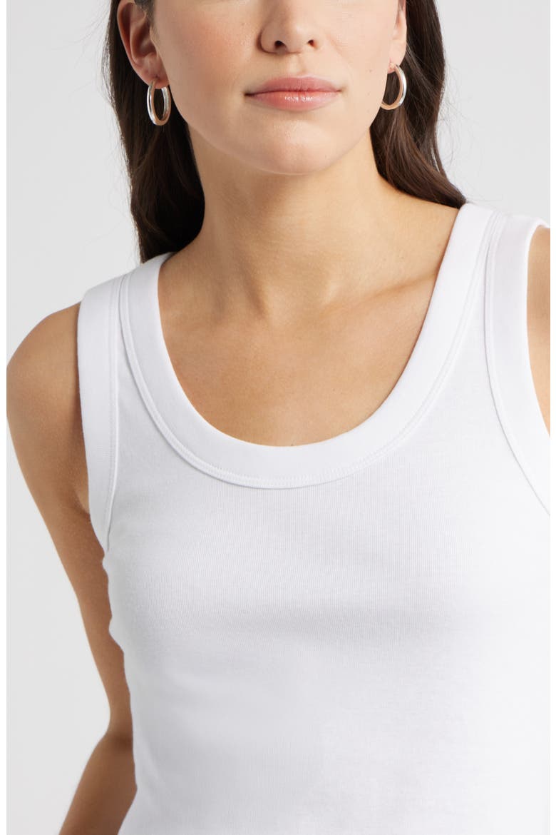 Scoop Neck Rib Cotton Tank, Alternate, color, WHITE