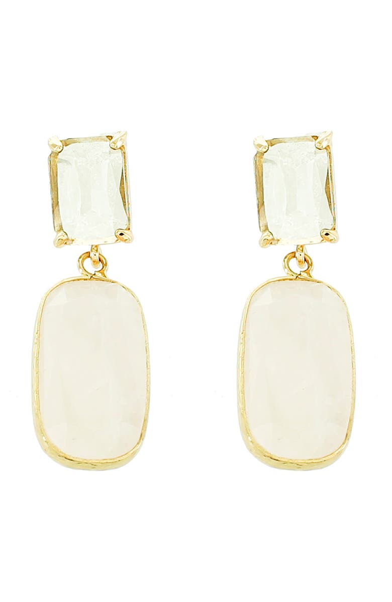 Panacea Rose Quartz & Crystal Drop Earrings, Main, color, 