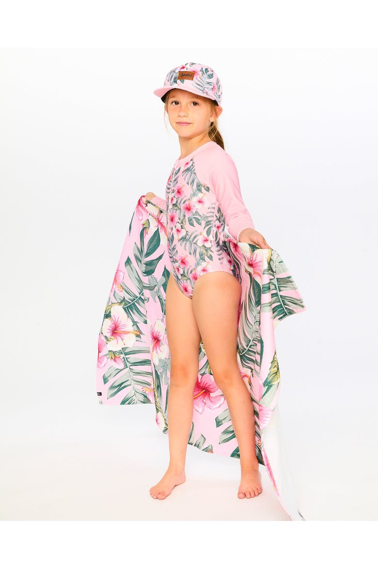 Lightweight Hibiscus Beach Towel, Alternate, color, Pink Hibiscus Print