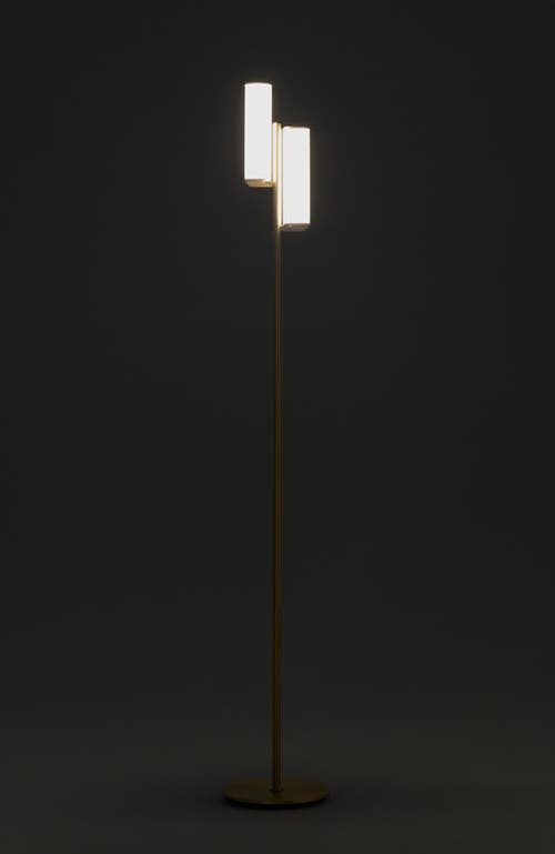 Brightech Gemini 64" Industrial Led Standing Floor Lamp With Glass Cylinder Shades, 3-way Dimming
