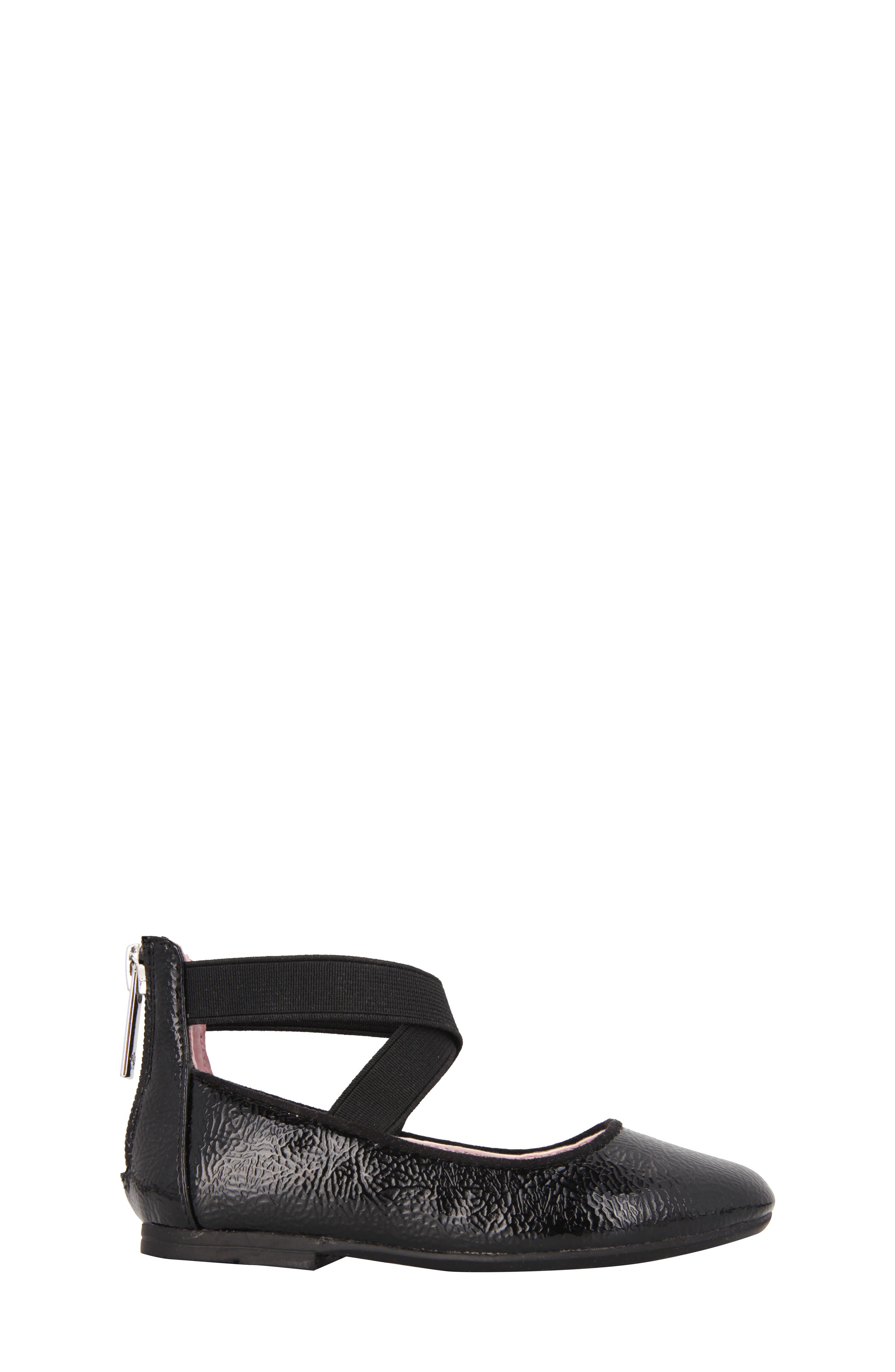 Nina Marissa Cross Strap Flat, Alternate, color, Black Faux Patent