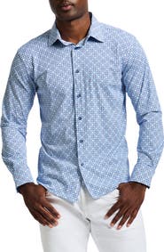 Robert Graham Big & Tall Caspian Geometric Stretch Sport Shirt
