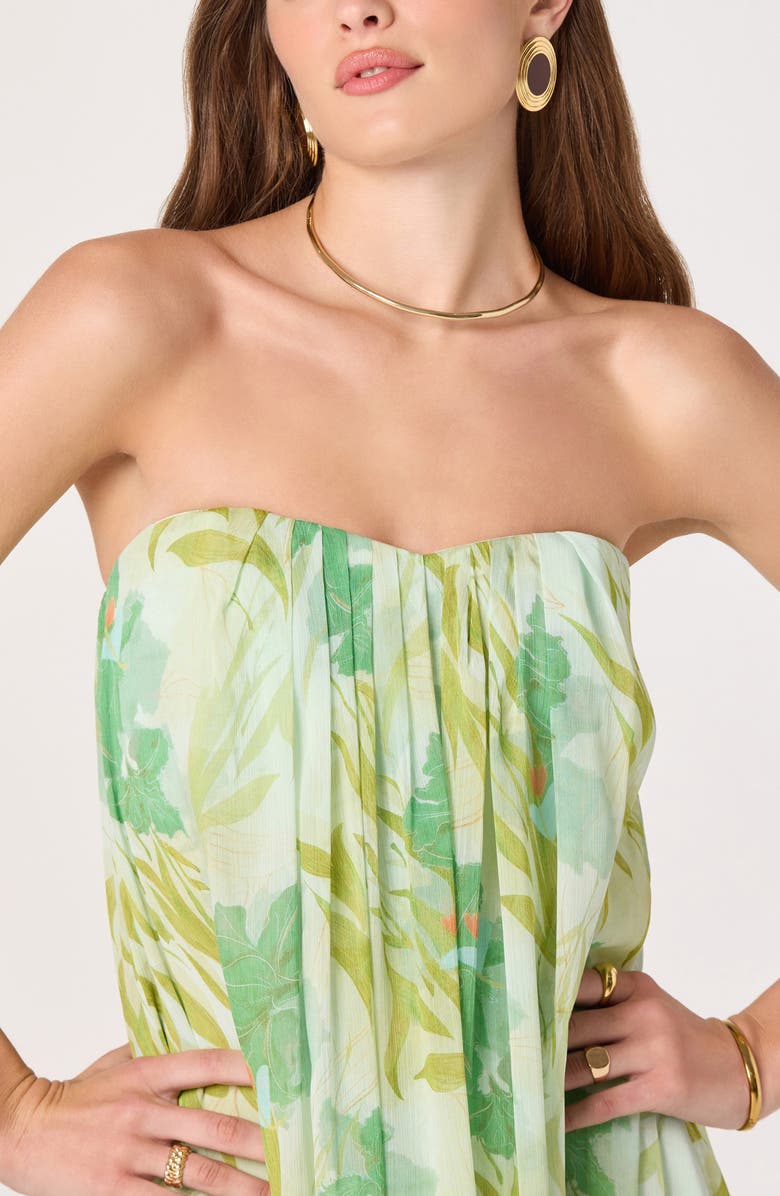ASTR the Label Aileen Strapless Chiffon Maxi Dress, Alternate, color, Green Tropical