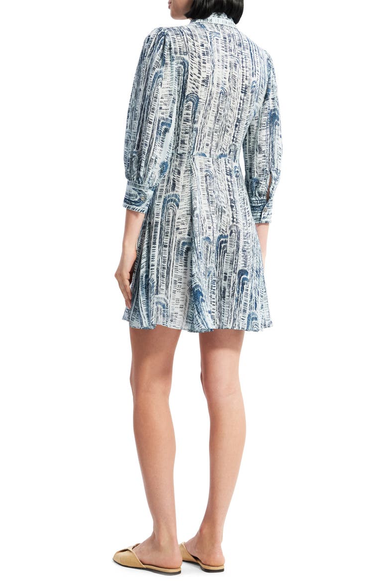 Vol Silk Mini Shirtdress, Alternate, color, TEAL MULTI