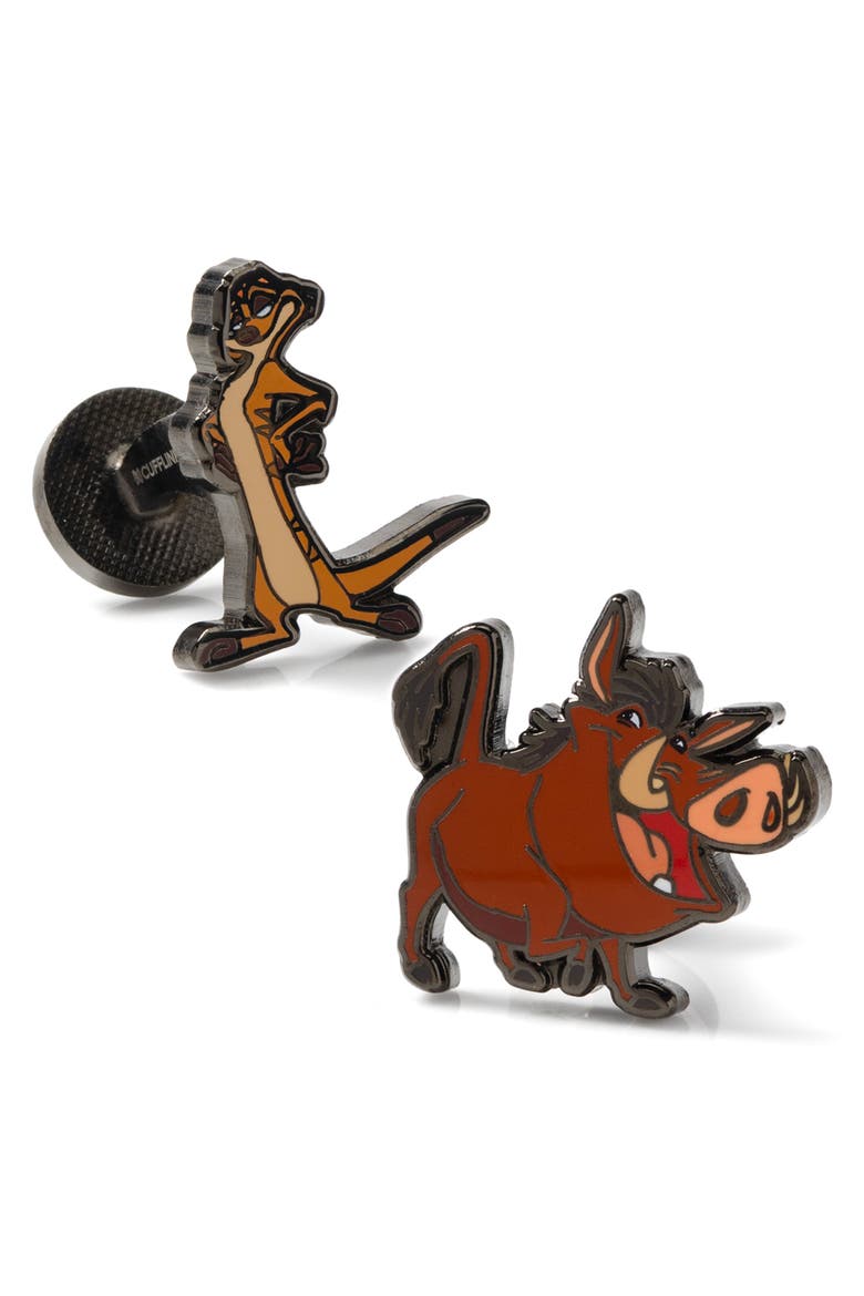 Timon & Pumbaa Cuff Links, Main, color, BROWN