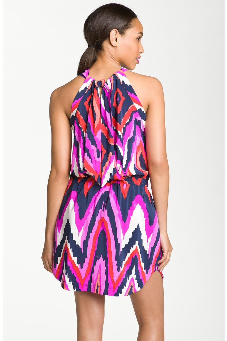 'Jillian' Print Silk Halter Dress, Alternate, color, PINK IKAT