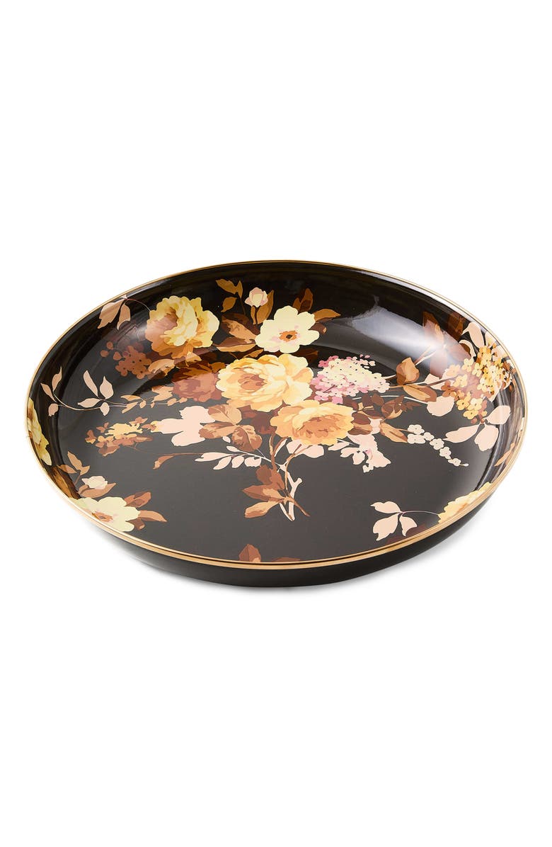 MACKENZIE CHILDS Wild Rose Enameled Steel Abundant Bowl, Main, color, Black/ Brown