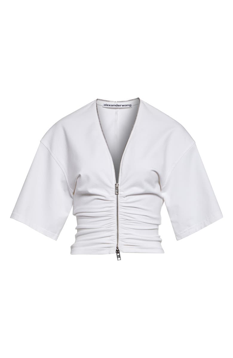 Alexander Wang Ruched Knit Zip Top, Alternate, color, White