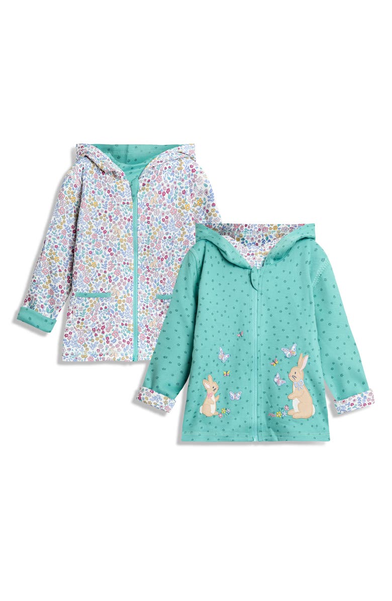 JOJO MAMAN BEBE Kids' Bunny & Butterfly Reversible Hoodie, Alternate, color, Duck Egg