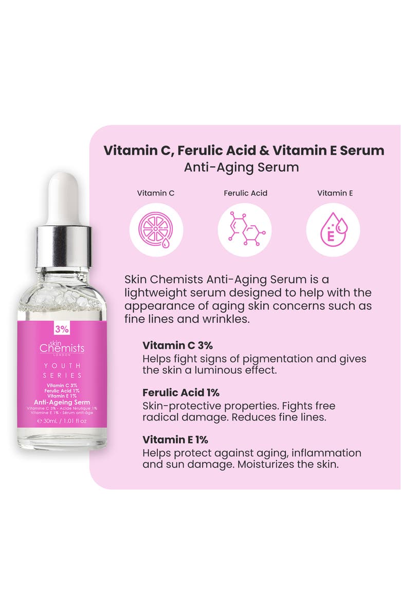 SKINCHEMISTS Anti-Aging Vitamin C, Ferulic Acid & Vitamin E Serum 30ml, Alternate, color, 