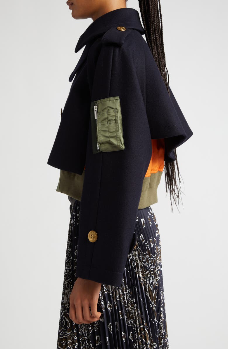 Sacai Melton Mixed Media Jacket, Alternate, color,