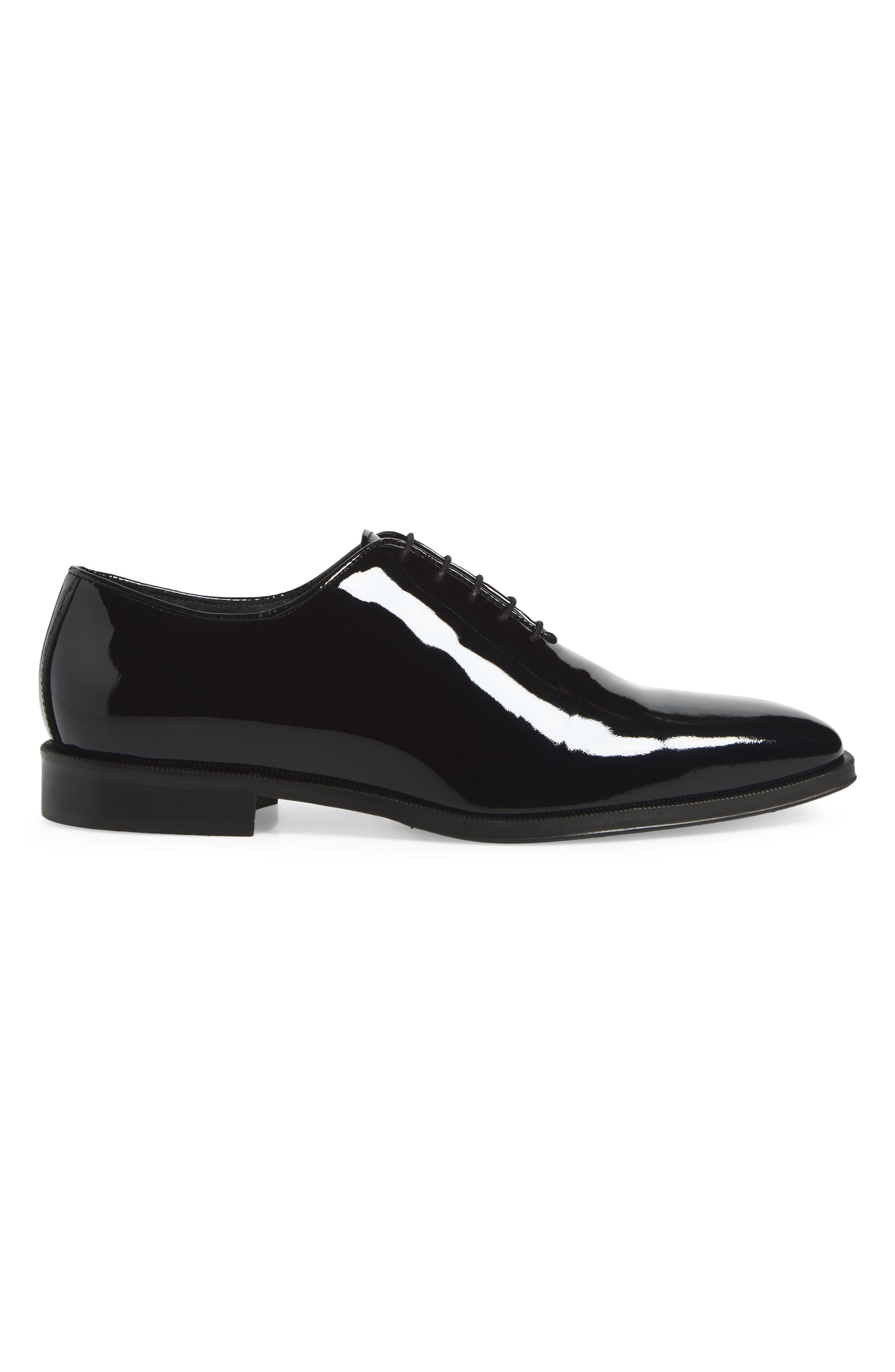 Brescia Leather Wholecut Oxford, Alternate, color, BLACK PATENT
