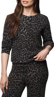 Splendid Leopard Print Crewneck Sweater