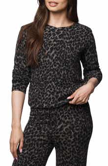Splendid Leopard Print Crewneck Sweater