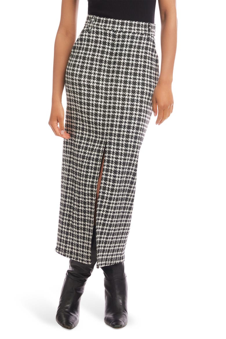 Elyce Front Slit Midi Skirt, Main, color, PLAID