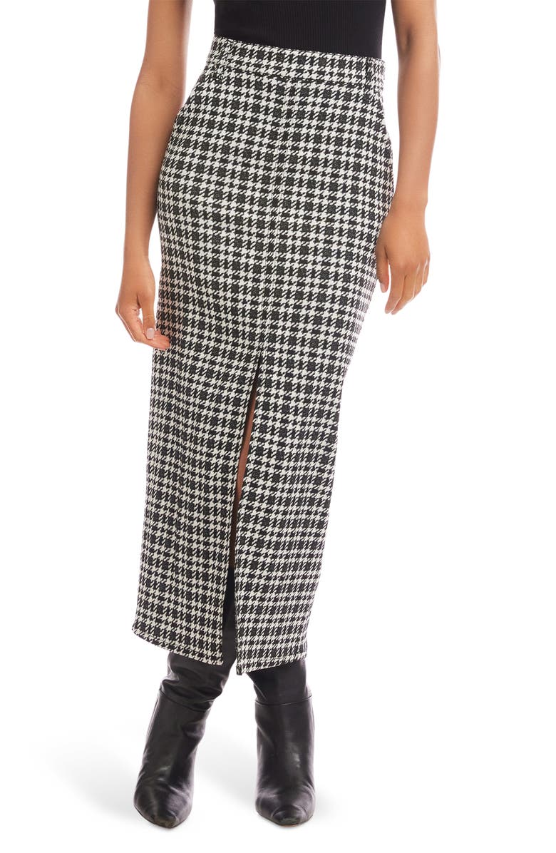 FIFTEEN TWENTY Elyce Front Slit Midi Skirt, Main, color, Plaid