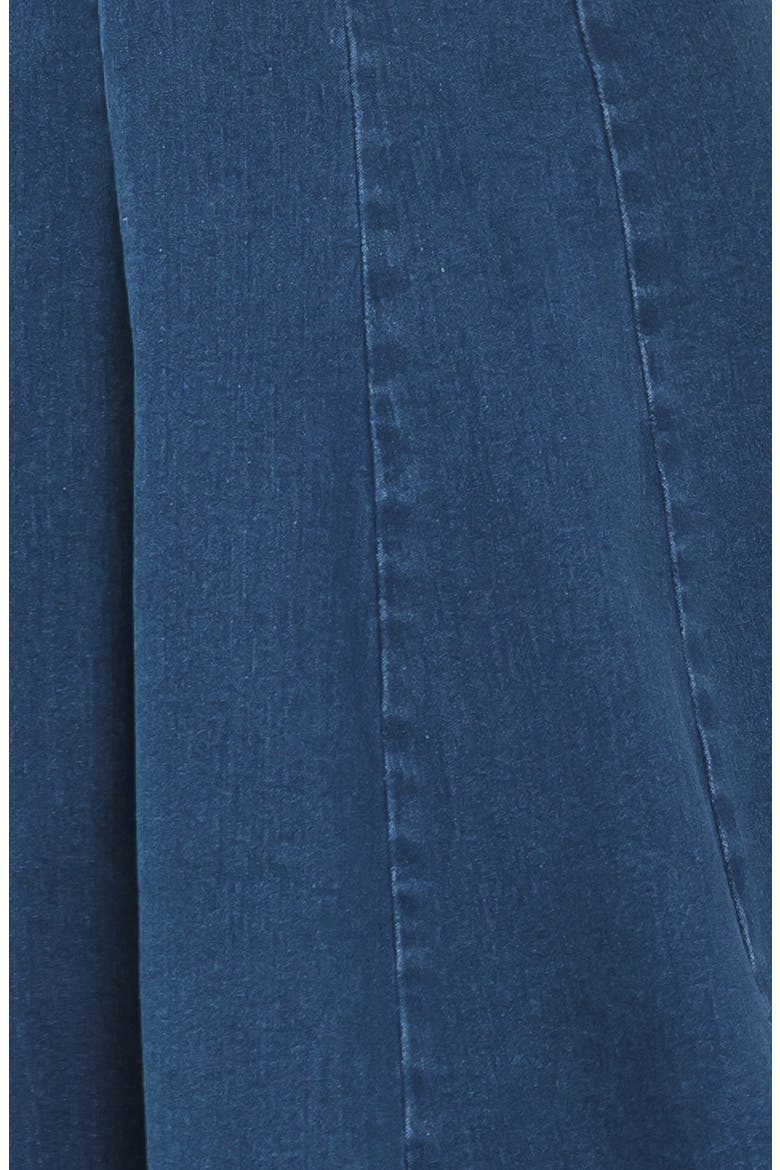Sleeveless Fit & Flare Denim Midi Dress, Alternate, color, MEDIUM INDIGO