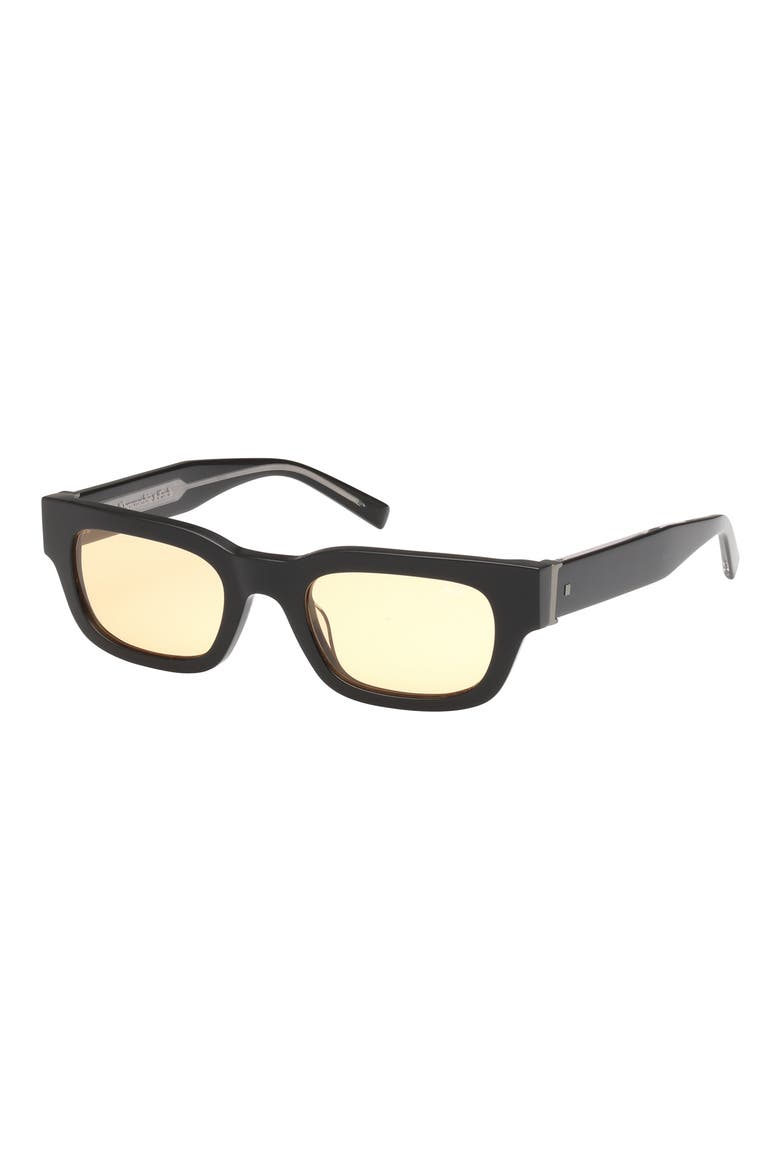 51mm Square Sunglasses, Alternate, color, SHINY BLACK / AMBER LENS
