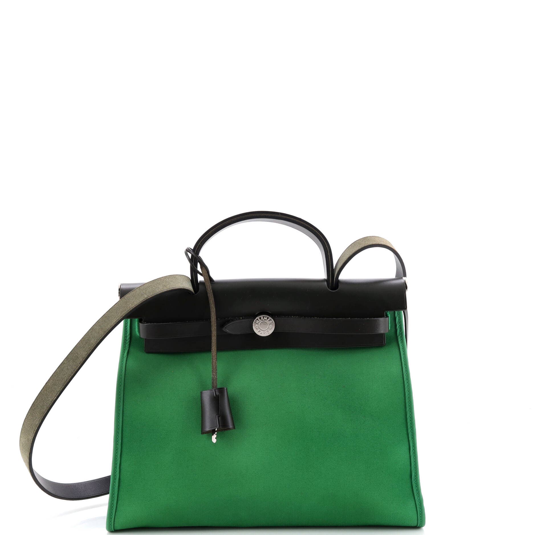 Herbag Zip Leather and Toile 31, Main, color, Green