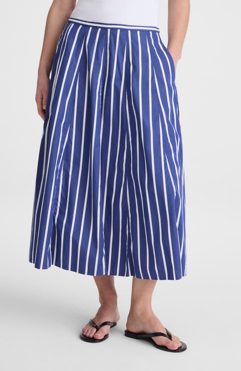 A-Line Poplin Midi Skirt