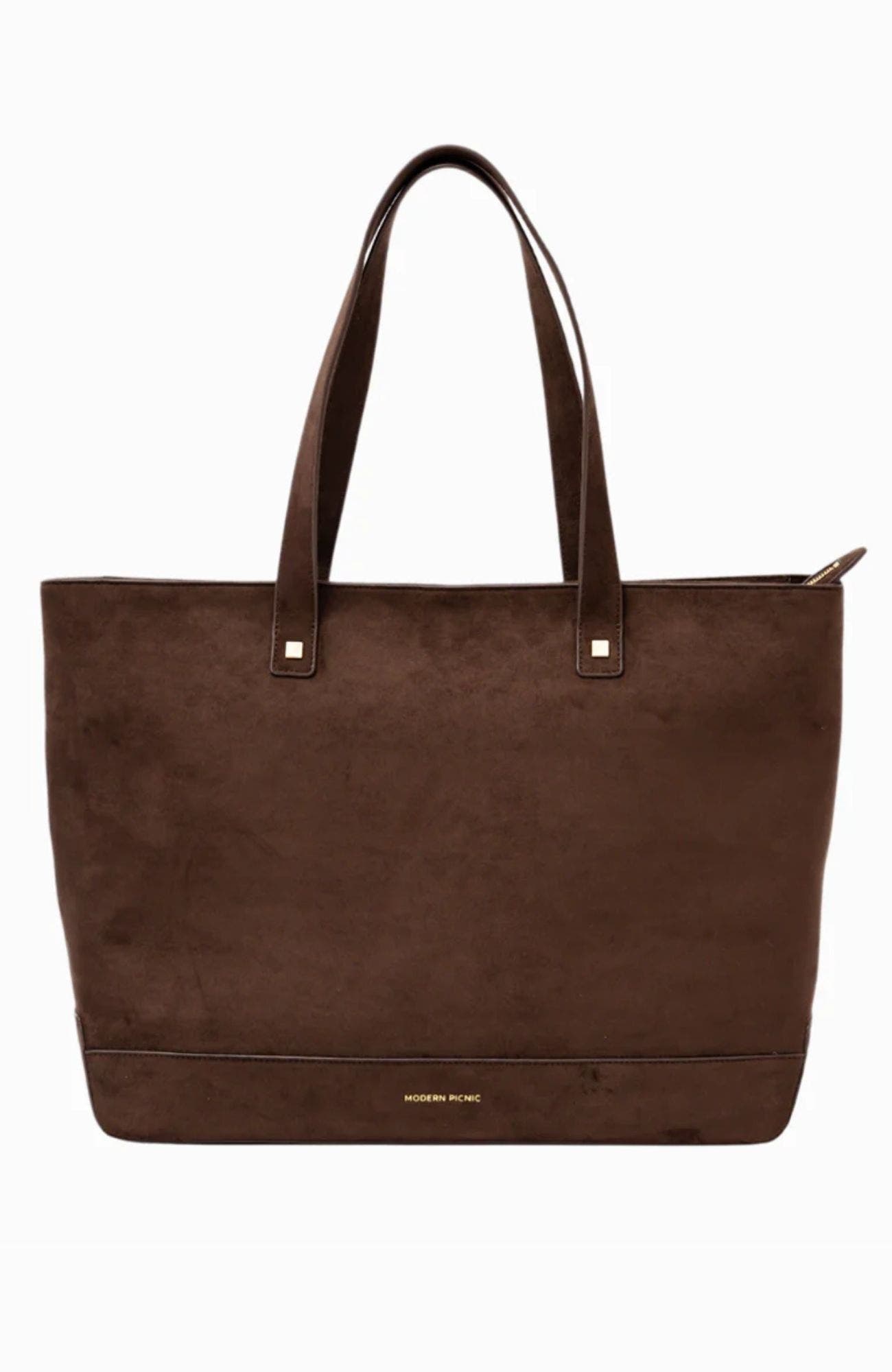 Modern Picnic THE BROWN SUEDE TOTE, Main, color, Brown Suede