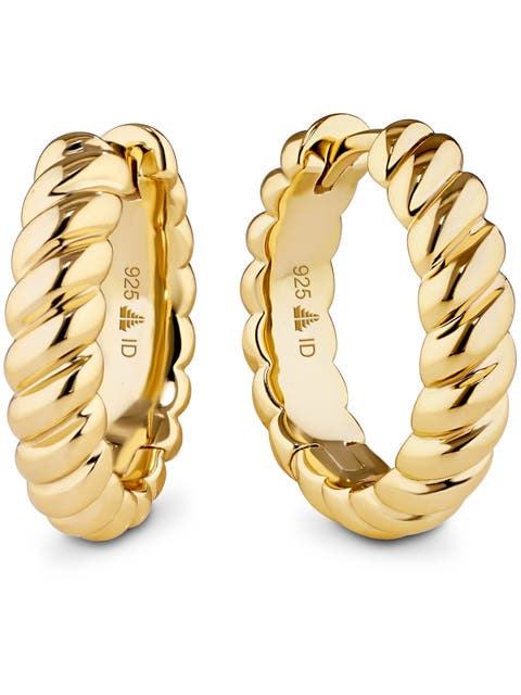 Rope Hoop Earrings in Gold Plated Sterling Silver