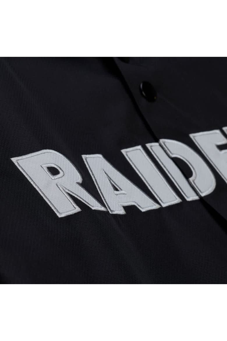 Men's Mitchell & Ness Black Las Vegas Raiders Coaches Full-Snap Hooded Windbreaker Jacket, Alternate, color, Black