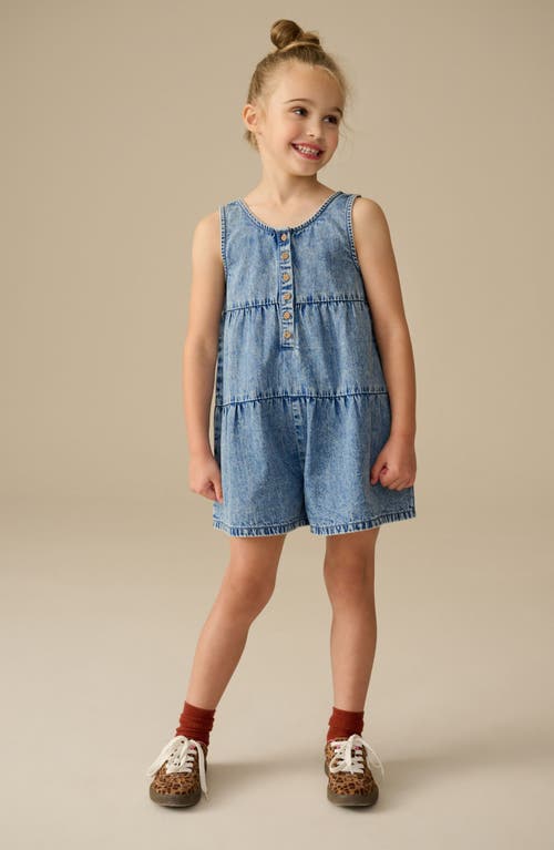 Next Kids' Tiered Denim Romper In Blue