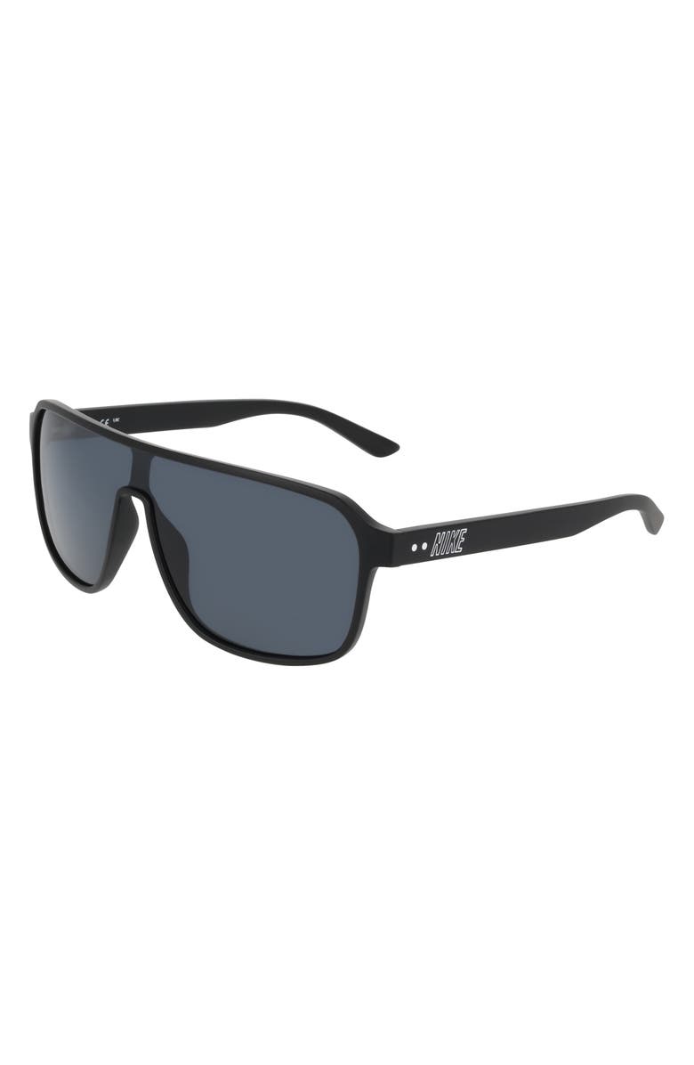 Nike Vintage Flyer 64mm Shield Sunglasses, Alternate, color, Matte Black / Grey