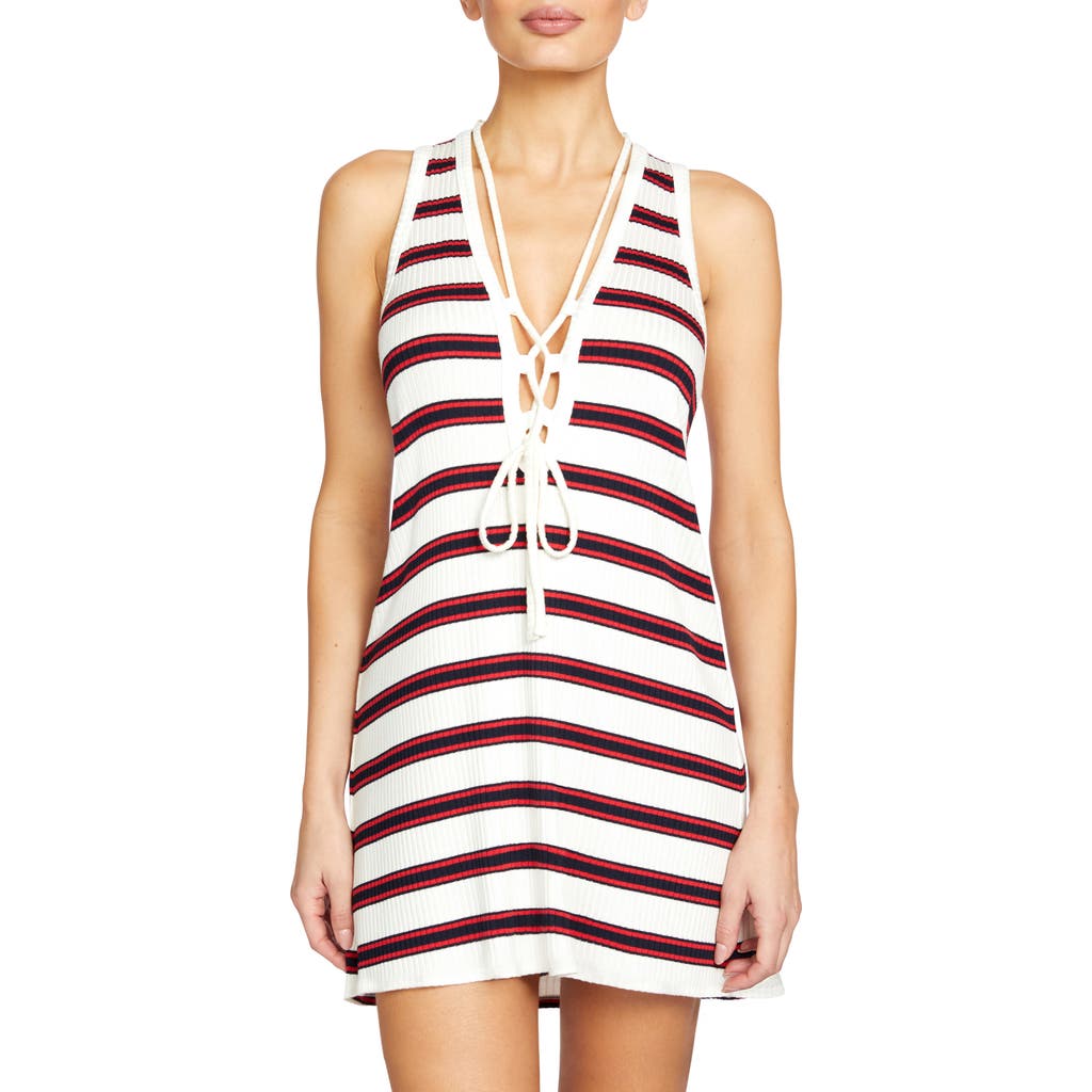 Robin Piccone Amy Stripe Cover-up Tunic In Navy-red