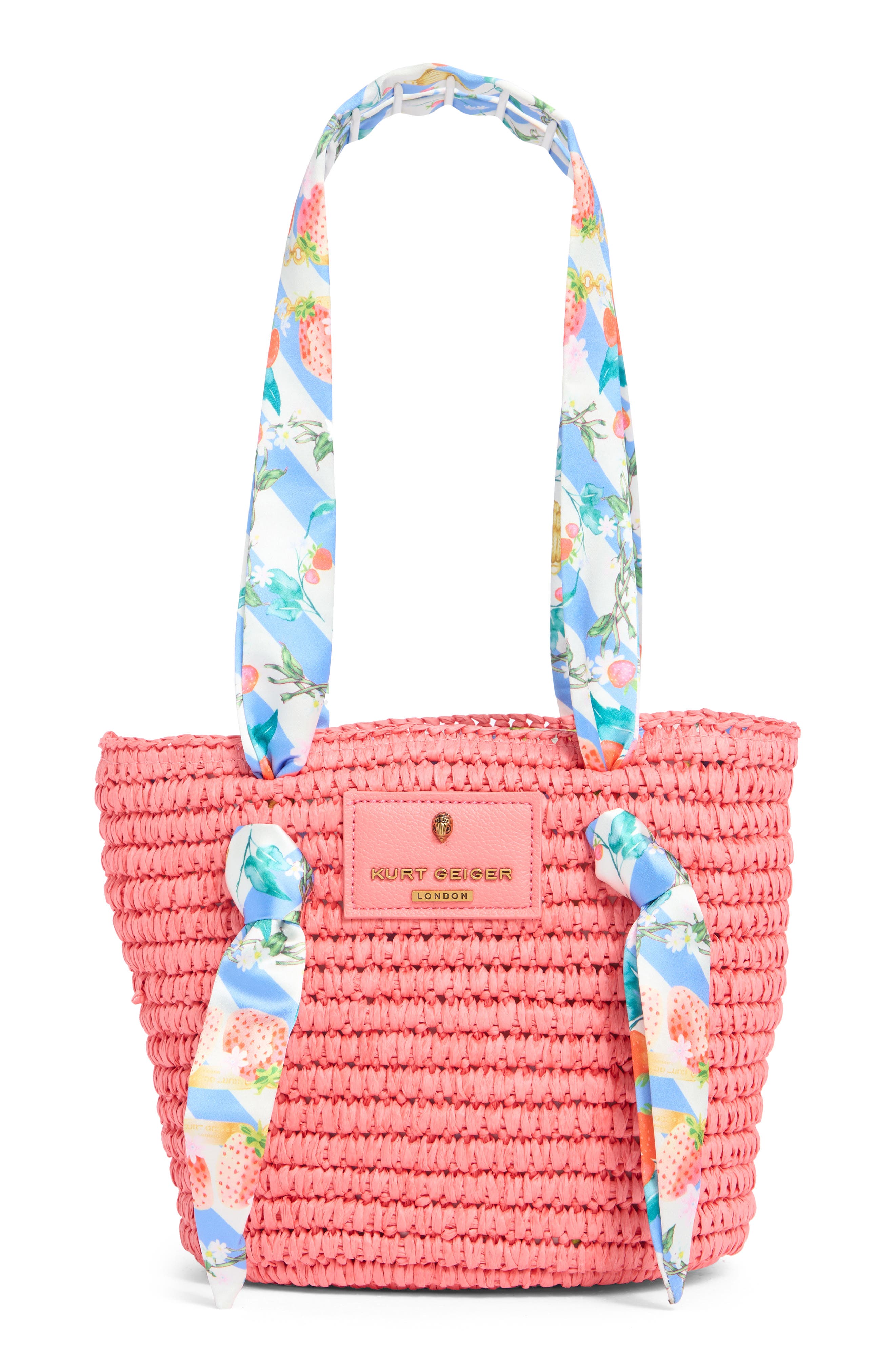 Kurt Geiger London Small Scarf Raffia Tote