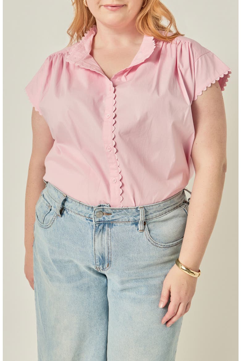 Ric-Rac Cotton Shirt, Main, color, PINK