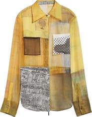 Jason Wu Collection Collage Sheer Organza Button-Up Shirt