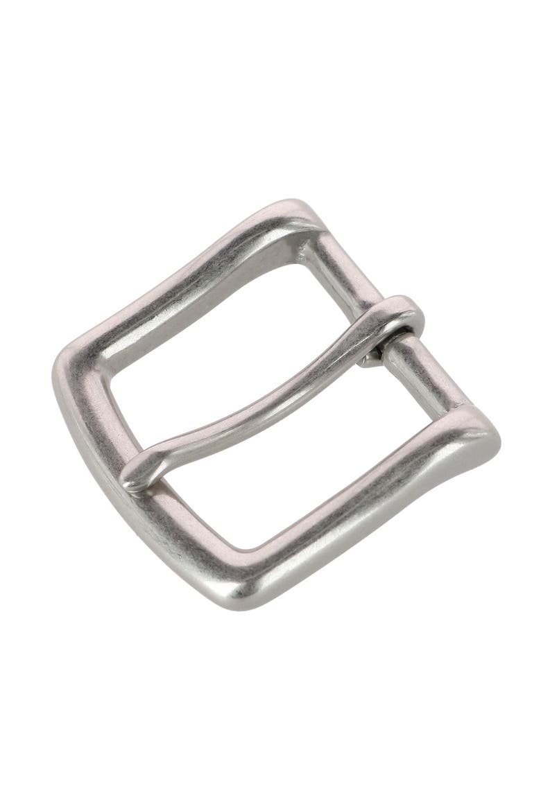 32mm Soft Edged Solid Brass Brushed Nickel Single Prong Buckle, Alternate, color, Silver