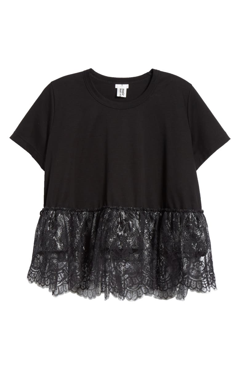 Noir Kei Ninomiya Foil Lace Hem Tee, Alternate, color, 