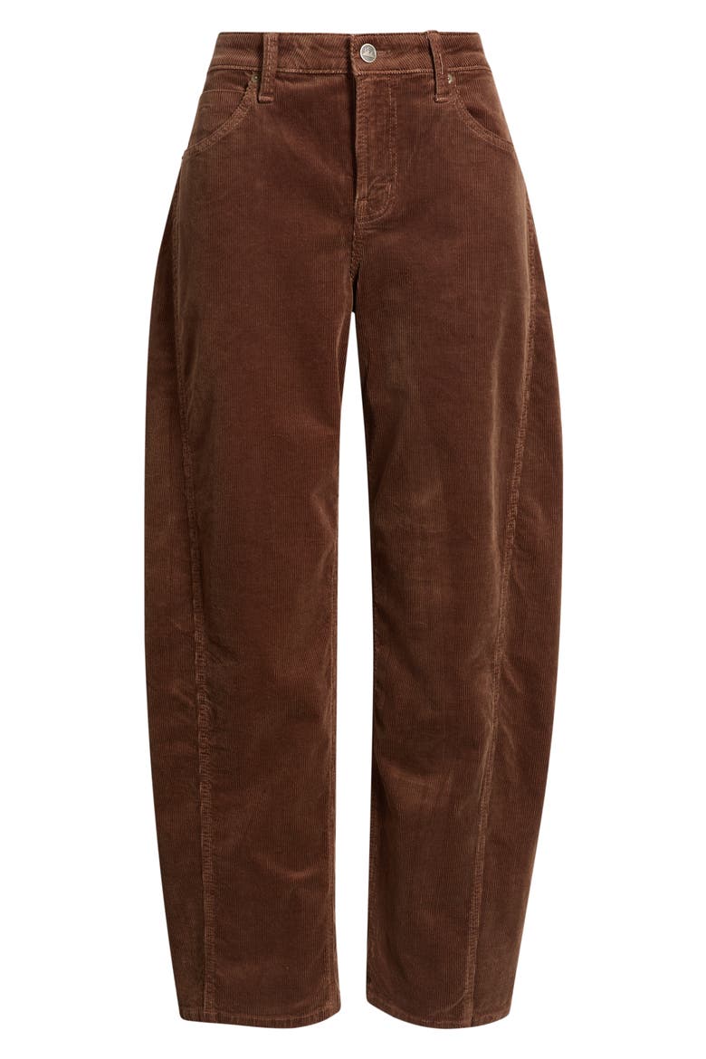 Side Panel Barrel Leg Corduroy Pants, Alternate, color, BROWN