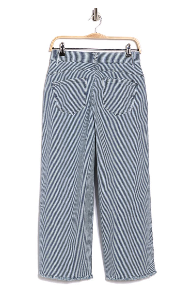 High Waist Fray Hem Wide Leg Jeans, Alternate, color, BLUE RAILROAD STRIPE