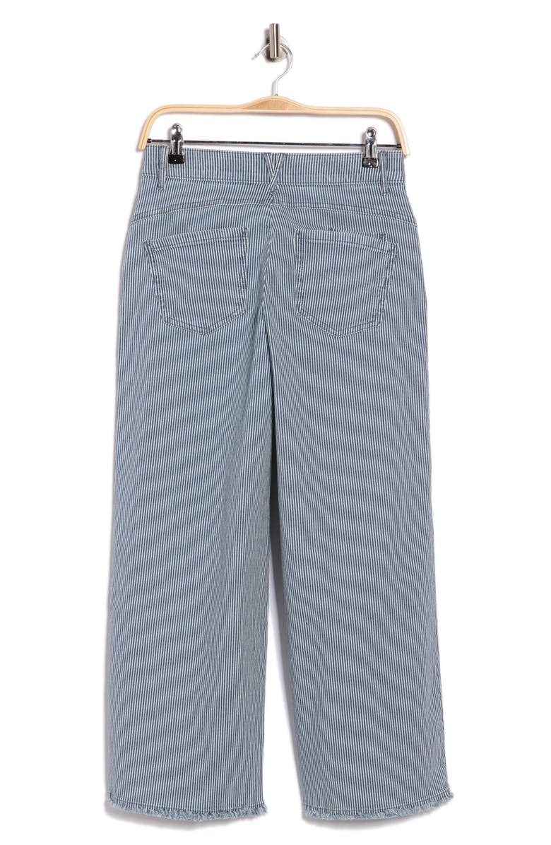 Democracy High Waist Fray Hem Wide Leg Jeans, Alternate, color, Blue Railroad Stripe