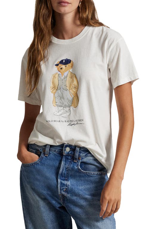 Polo Ralph Lauren Ivory Cotton Jersey T-shirt With Iconic Embroidered Polo Bear In White