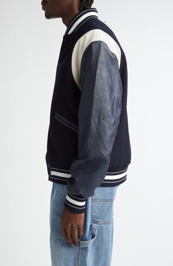 Noon Goons Sayonara Mixed Media Varsity Jacket | Nordstrom Noon Goons Sayonara Mixed Media Varsity Jacket | Nordstrom