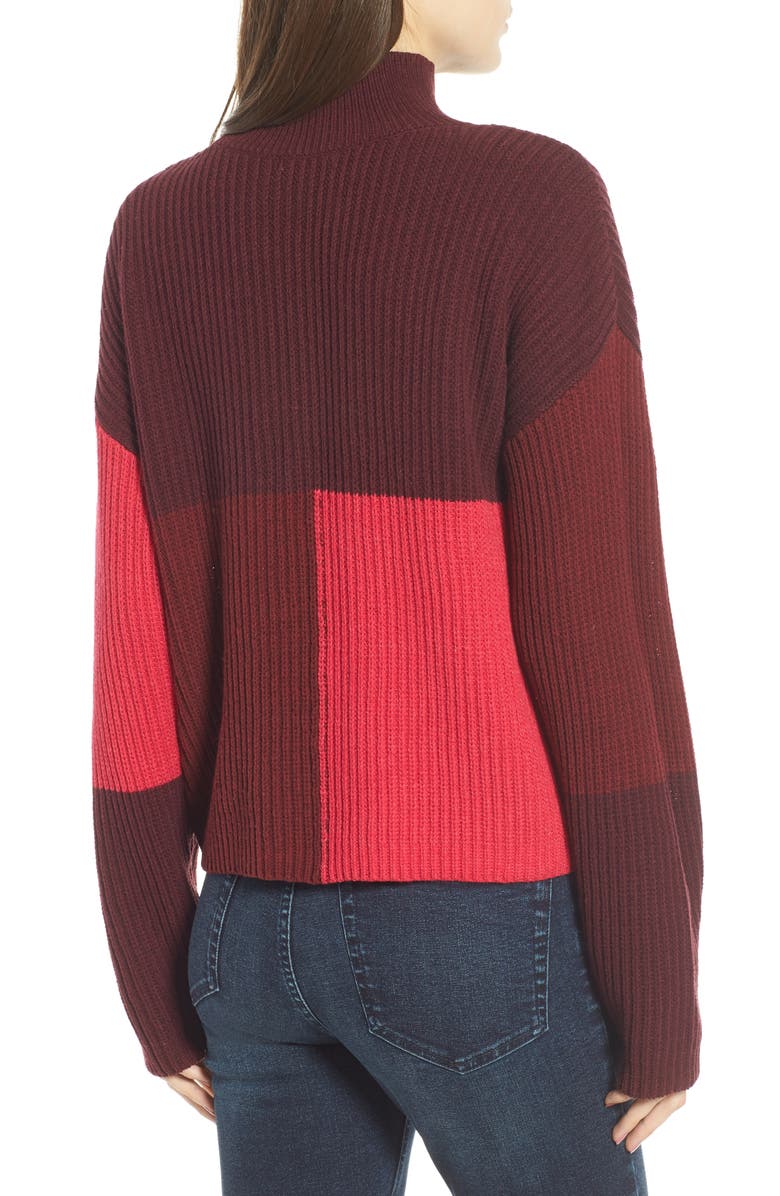BP. Mock Neck Colorblock Sweater, Alternate, color,